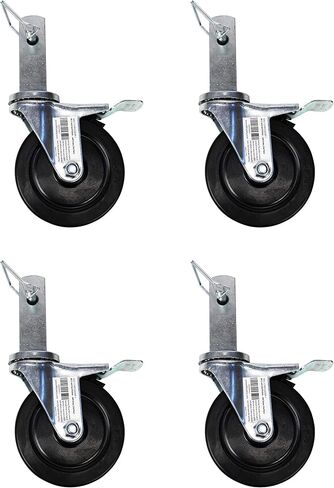 Troy Safety-CHR5SQSBR 5-inch Low Profile HD Rubber Wheel Swivel Plate Casters with Brake, 1 Wheel in Saudi Arabia