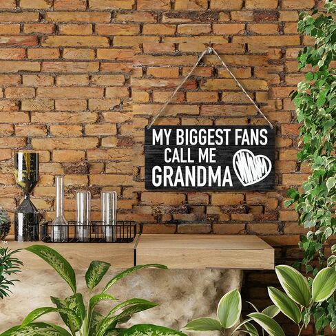 لوحة معلقة خشبية لأكبر معجبي Call Me Grandma Wood لافتة خشبية ريفية لتزيين جدران المنزل مقاس 6 × 12 بوصة in Kuwait