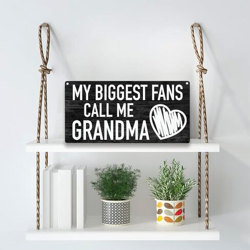 لوحة معلقة خشبية لأكبر معجبي Call Me Grandma Wood لافتة خشبية ريفية لتزيين جدران المنزل مقاس 6 × 12 بوصة in Kuwait