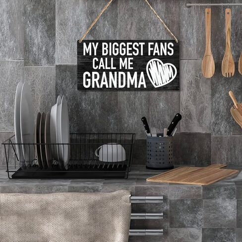 لوحة معلقة خشبية لأكبر معجبي Call Me Grandma Wood لافتة خشبية ريفية لتزيين جدران المنزل مقاس 6 × 12 بوصة in Kuwait