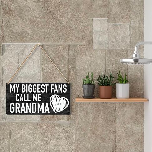 لوحة معلقة خشبية لأكبر معجبي Call Me Grandma Wood لافتة خشبية ريفية لتزيين جدران المنزل مقاس 6 × 12 بوصة in Kuwait