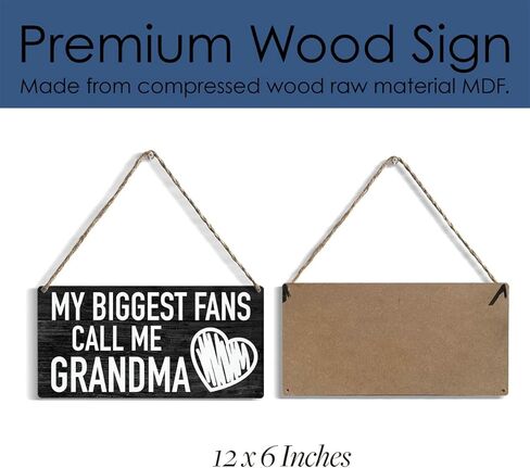 لوحة معلقة خشبية لأكبر معجبي Call Me Grandma Wood لافتة خشبية ريفية لتزيين جدران المنزل مقاس 6 × 12 بوصة in Kuwait