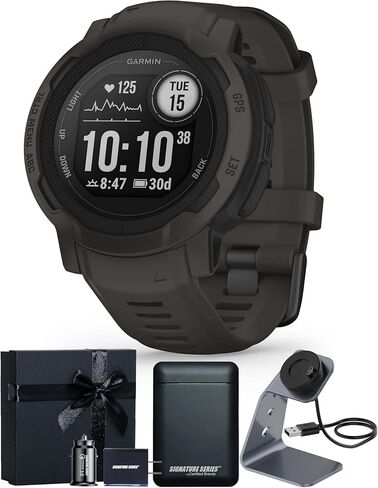 Garmin Instinct 2 الإصدار القياسي، ساعة ذكية متينة للاستخدام الخارجي مزودة بنظام تحديد المواقع العالمي (GPS)، جرافيت | مراقب معدل ضربات القلب، تطبيقات رياضية مدمجة، عمر بطارية يصل إلى 28 يومًا مع حزمة هدايا Signature Series in Kuwait