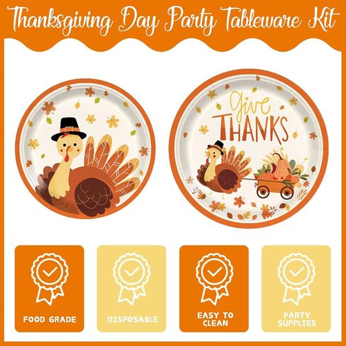 150pcs Thanksgiving Plates and Napkins Fall Turkeys Party Supplies Thanksgiving Birthday Disposable Dinner Party Supplies Serves 50 Guests in Saudi Arabia