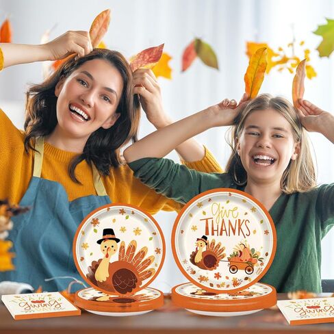 150pcs Thanksgiving Plates and Napkins Fall Turkeys Party Supplies Thanksgiving Birthday Disposable Dinner Party Supplies Serves 50 Guests in Saudi Arabia