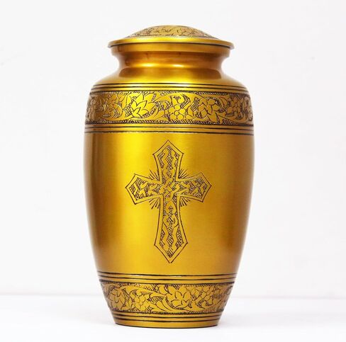 Large Funeral Cremation Urn | Human Ashes Cremation Urn | Symbol of Christianity | Affordable Adult Urn | Jesus Cross in Kuwait