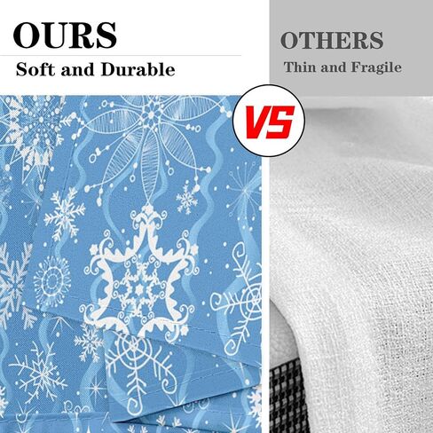 Christmas Navy Blue Snowflakes Kitchen Curtains with Valance and Tier Sets 36 Inch, 3 Pieces Crystal Snow Rod Pocket Drapes Window Treatment Curtains for Kitchen Over Sink Bed Room Decor in Saudi Arabia