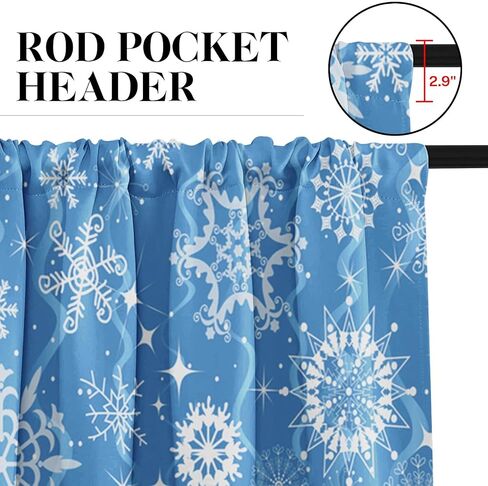 Christmas Navy Blue Snowflakes Kitchen Curtains with Valance and Tier Sets 36 Inch, 3 Pieces Crystal Snow Rod Pocket Drapes Window Treatment Curtains for Kitchen Over Sink Bed Room Decor in Saudi Arabia