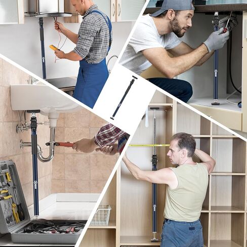 XINQIAO Adjustable Support Pole, Premium Steel Support Rod with 154 LB Capacity, Ideal for Cabinet Installing, 3rd Hand Support System, Cabinet Jacks Cargo Bars Drywalls, 63 in to 114.2 in, 1 PC in Kuwait