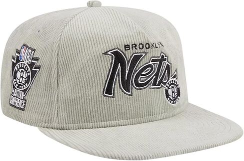 قبعة New Era Brooklyn Nets The Golfer Corduroy Snapback، قبعة قابلة للتعديل باللون الرمادي in Saudi Arabia