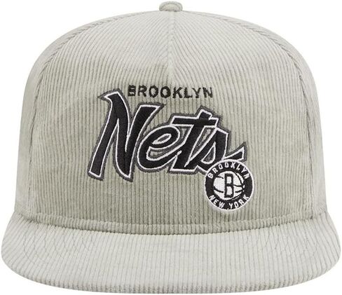 قبعة New Era Brooklyn Nets The Golfer Corduroy Snapback، قبعة قابلة للتعديل باللون الرمادي in Saudi Arabia