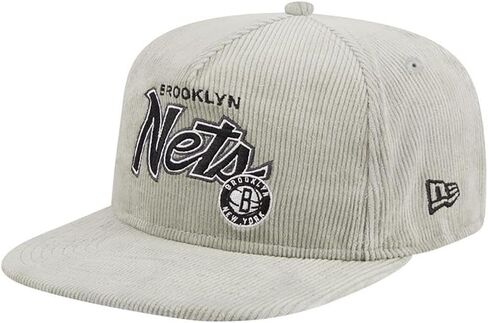 قبعة New Era Brooklyn Nets The Golfer Corduroy Snapback، قبعة قابلة للتعديل باللون الرمادي in Saudi Arabia