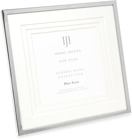 Isaac Jacobs 7x9 (Matted 5x7) Silver Metal Picture Frame, Triple Matted Classic Metal Photo Frame Made For Tabletop & Hanging Display, Photo Gallery and Wall Art (7x9 (Matted 5x7), Silver) in Kuwait