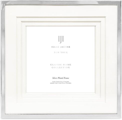 Isaac Jacobs 7x9 (Matted 5x7) Silver Metal Picture Frame, Triple Matted Classic Metal Photo Frame Made For Tabletop & Hanging Display, Photo Gallery and Wall Art (7x9 (Matted 5x7), Silver) in Kuwait