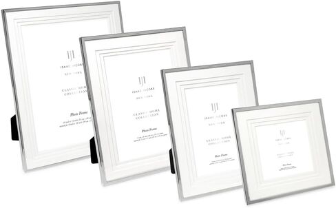 Isaac Jacobs 7x9 (Matted 5x7) Silver Metal Picture Frame, Triple Matted Classic Metal Photo Frame Made For Tabletop & Hanging Display, Photo Gallery and Wall Art (7x9 (Matted 5x7), Silver) in Kuwait