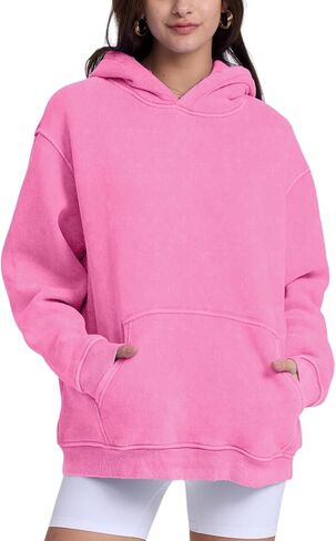 Dnzzs Womens Oversized Hoodie Acid Wash Hoodie Vintage Sweatshirt Heavyweight Fleece Cotton Streetwear Trendy Hoodies in Kuwait