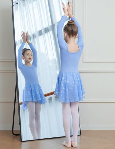 DIPUG Ballet Leotards for Girls with Skirt Shiny Toddler Dance Leotard Butterfly Long Sleeve in Kuwait