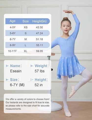 DIPUG Ballet Leotards for Girls with Skirt Shiny Toddler Dance Leotard Butterfly Long Sleeve in Kuwait