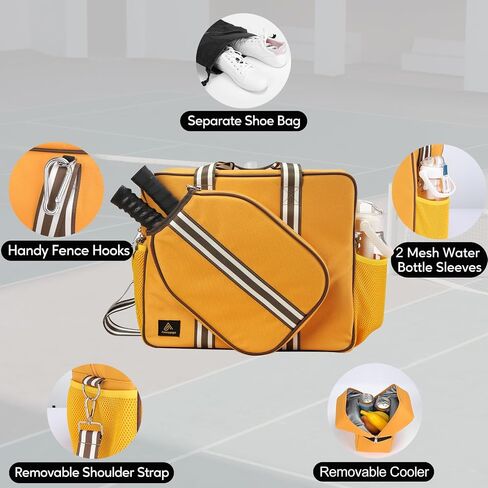 Pickleball Bags for Women&Man | Pickleball Bags with Insulated Drink Cooler Bag Fence Hooks | Pickleball Gift in Saudi Arabia