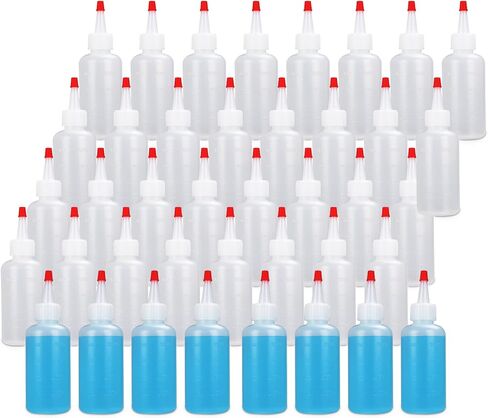 40 عبوة من زجاجات ضغط بلاستيكية بوزن 118 مل مع أغطية وقياسات ذات أطراف حمراء، حاوية زجاجات بهار بلاستيكية قابلة لإعادة التعبئة مضادة للتسرب للشواء والكاتشب والصلصات والملابس والشراب والفنون والحرف اليدوية والغراء in Kuwait