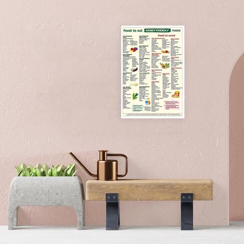 Kidney Friendly Food List Poster, Kidney Awareness Canvas Wall Art Kidney Diet List Wall Decor, Low Potassium, Grocery List, Shopping List Food Guide For Beginner Kidney Diet Plan List 12x16 Unframed in Saudi Arabia
