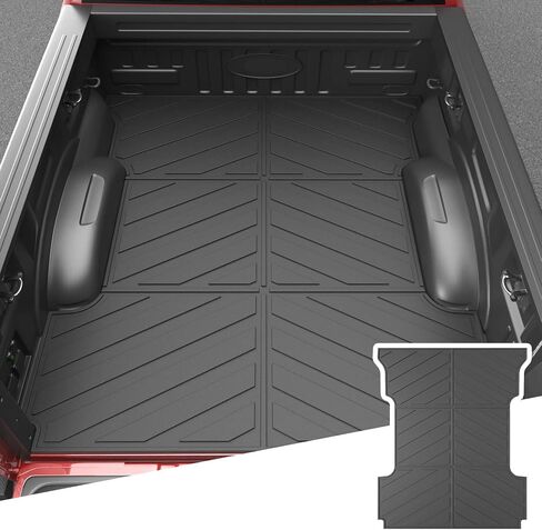 powoq 5.5FT شاحنة سرير حصيرة الكلمة حصيرة متوافقة مع 2015-2024 فورد F150 شاحنة السرير بطانة البضائع بطانة TPE استبدال بطانة الكلمة ل2015-2024 فورد F150 الملحقات (3 أضعاف 5.5FT السرير حصيرة + الكلمة حصيرة) in Kuwait