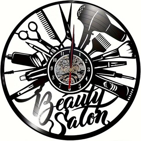 Beauty Salon Vinyl Wall Clock, Hairstyling Tools Design, 12 Inches in Saudi Arabia
