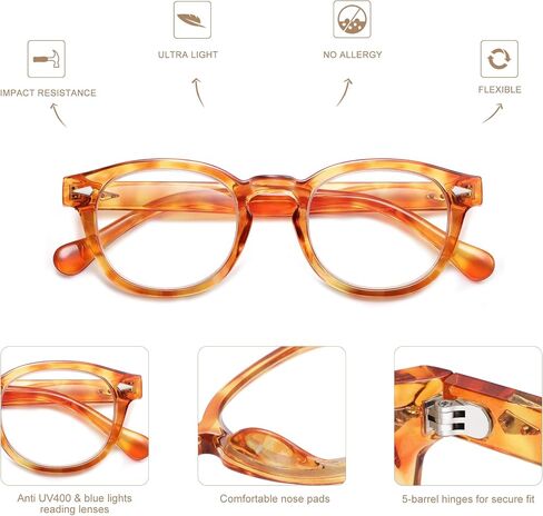 AMOMOMA Trendy Retro Reading Glasses for Women Men,90S Stylish Square Blue Light Computer Frame AM6165 in Saudi Arabia