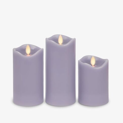 Matchless Candle Co. by Luminara Set of 3 (3" x 4.5",5.5",6.5") Flameless LED Flickering Battery Candle Moving Flame Pillar, Melted Edge, Real Wax Smooth Finish (Unscented) in Saudi Arabia