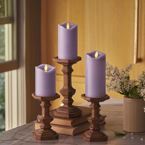 Matchless Candle Co. by Luminara Set of 3 (3" x 4.5",5.5",6.5") Flameless LED Flickering Battery Candle Moving Flame Pillar, Melted Edge, Real Wax Smooth Finish (Unscented) in Saudi Arabia