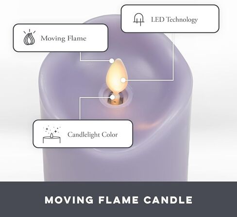 Matchless Candle Co. by Luminara Set of 3 (3" x 4.5",5.5",6.5") Flameless LED Flickering Battery Candle Moving Flame Pillar, Melted Edge, Real Wax Smooth Finish (Unscented) in Saudi Arabia
