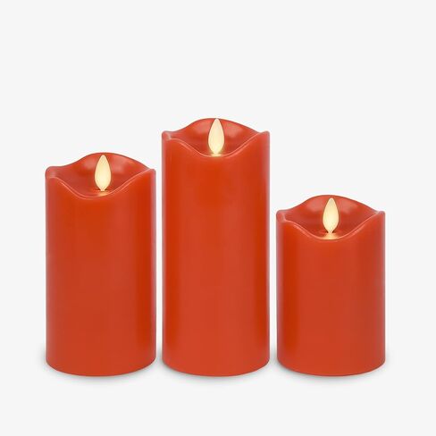 Matchless Candle Co. by Luminara Set of 3 (3" x 4.5",5.5",6.5") Flameless LED Flickering Battery Candle Moving Flame Pillar, Melted Edge, Real Wax Smooth Finish (Unscented) in Saudi Arabia