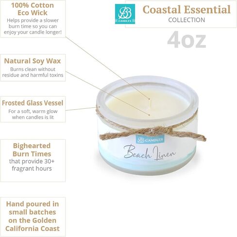 شمعة مصبوبة يدويًا من الصويا الطبيعي من Coastal Essentials، رائحة الشعاب المرجانية، شمعة ساحلية عطرة بروائح قوية، شمعة حرفية، 12oz، وقت احتراق يزيد عن 90 ساعة in Saudi Arabia