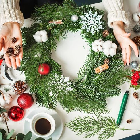 Zeyune 100 جهاز كمبيوتر شخصى عيد الميلاد الصنوبر الاصطناعي يختار فروع الصنوبر الخضراء وهمية لحشو زهرية 14 بوصة فروع إبرة أوراق اصطناعية أوراق الصنوبر فو يختار لعيد الميلاد عطلة إكليل DIY إكليل ديكور المنزل in Kuwait