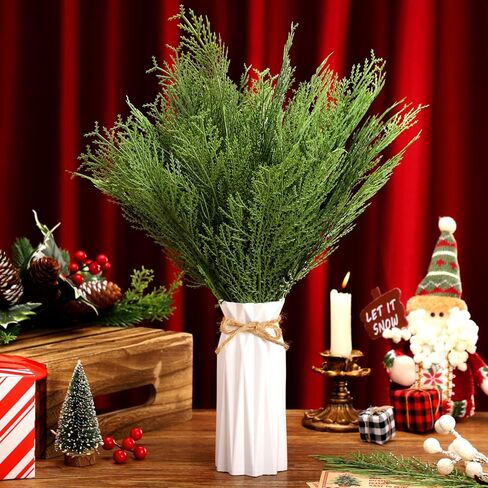 Zeyune 100 جهاز كمبيوتر شخصى عيد الميلاد الصنوبر الاصطناعي يختار فروع الصنوبر الخضراء وهمية لحشو زهرية 14 بوصة فروع إبرة أوراق اصطناعية أوراق الصنوبر فو يختار لعيد الميلاد عطلة إكليل DIY إكليل ديكور المنزل in Kuwait