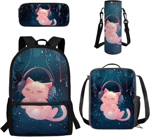 Frog Lunch Box and Backpack for Kids 17 Inch School Bag Animal Bookbag Preschool Girls Schoolbag and Pencil Case and Water Bottle Holder 4 in 1 Daypack for Travel School in Kuwait