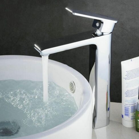 Leekayer Bathroom Vessel Faucet Chrome Finish Bathroom Tall Faucet Single Handle Hot Cold Mixer Tap One Hole Deck Mount Lavatory Brass Faucet in Saudi Arabia