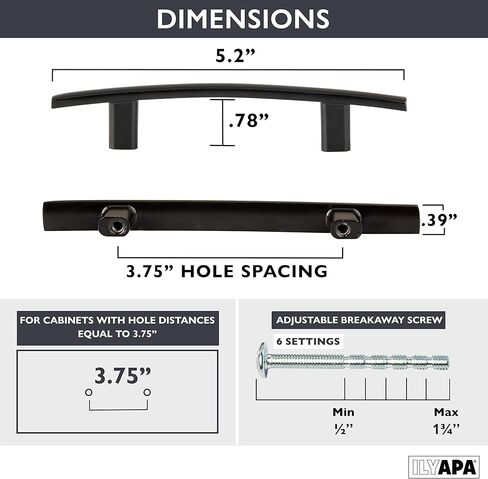 مقابض خزانة المطبخ المصنوعة من الحديد العتيق من Ilyapa - مقابض منحنيات مركزية بفتحة 3 بوصة - 10 عبوات من أجهزة خزانة المطبخ in Kuwait