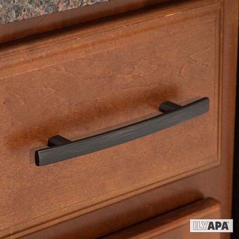 مقابض خزانة المطبخ المصنوعة من الحديد العتيق من Ilyapa - مقابض منحنيات مركزية بفتحة 3 بوصة - 10 عبوات من أجهزة خزانة المطبخ in Kuwait