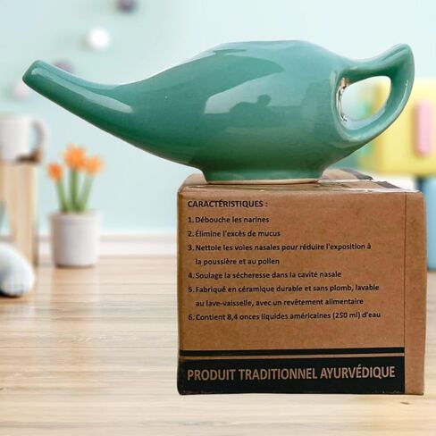 2activelife Yoga Neti Pot لتنظيف الجيوب الأنفية والاحتقان| مناسب للاستخدام في الميكروويف وغسالة الأطباق | وعاء Neti من السيراميك المتين المقاوم للتسرب| غسول الأنف مصنوع يدويًا من السيراميك المتين - أصفر خشخشة in Kuwait