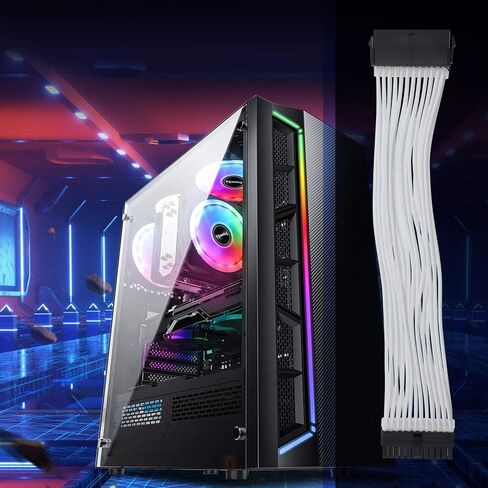 SING F LTD 30 قطعة من الألياف البيضاء المضفرة ATX EPS PCI-E كابلات تمديد PSU مع مجموعة أمشاط 24PIN 8PIN 6PIN 4+4PIN لإمداد طاقة وحدة المعالجة المركزية GPU 30 سم in Saudi Arabia