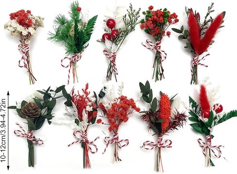 10 Pcs Mini Dried Flower Bouquets, Christmas Mini Dried Flower with Stem, Mini Flower Bundles, Boho Dried Flower Wedding Bouquet for Christmas Craft Vase, Table Centerpieces in Saudi Arabia