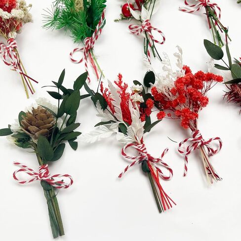 10 Pcs Mini Dried Flower Bouquets, Christmas Mini Dried Flower with Stem, Mini Flower Bundles, Boho Dried Flower Wedding Bouquet for Christmas Craft Vase, Table Centerpieces in Saudi Arabia