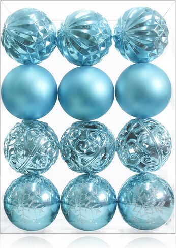 24ct Blue Christmas Balls Tree Pendants Shatterproof Ornaments Seasonal Decorations for Tree Decor,Holiday and Xmas(Light Blue, 2.36''/60mm) in Saudi Arabia
