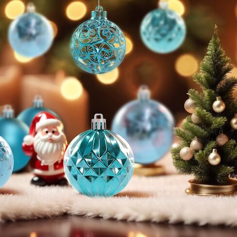 24ct Blue Christmas Balls Tree Pendants Shatterproof Ornaments Seasonal Decorations for Tree Decor,Holiday and Xmas(Light Blue, 2.36''/60mm) in Saudi Arabia