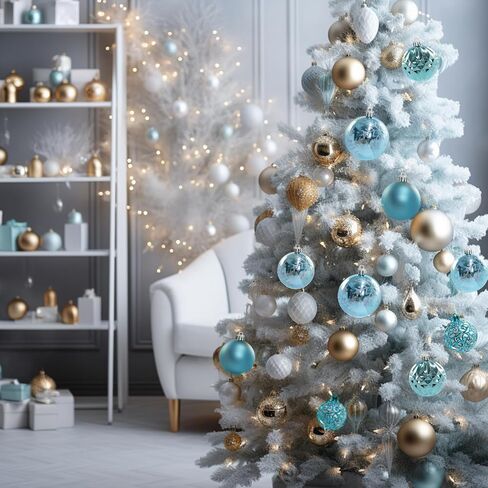 24ct Blue Christmas Balls Tree Pendants Shatterproof Ornaments Seasonal Decorations for Tree Decor,Holiday and Xmas(Light Blue, 2.36''/60mm) in Saudi Arabia