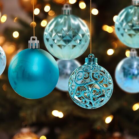 24ct Blue Christmas Balls Tree Pendants Shatterproof Ornaments Seasonal Decorations for Tree Decor,Holiday and Xmas(Light Blue, 2.36''/60mm) in Saudi Arabia