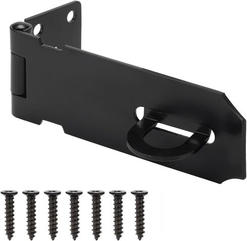 5 Inch Door Lock Hasp Latch, Security Packlock Clasp Hasp Lock Latch, Stainless Steel Gate Lock Hasp for Outdoor Fence Gate,Barn Door,Shed Closet Cabinet, Drawer, Black Finish with Screws, 1 Pack in Saudi Arabia