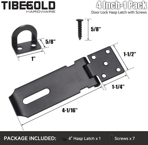 5 Inch Door Lock Hasp Latch, Security Packlock Clasp Hasp Lock Latch, Stainless Steel Gate Lock Hasp for Outdoor Fence Gate,Barn Door,Shed Closet Cabinet, Drawer, Black Finish with Screws, 1 Pack in Saudi Arabia