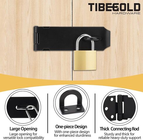 5 Inch Door Lock Hasp Latch, Security Packlock Clasp Hasp Lock Latch, Stainless Steel Gate Lock Hasp for Outdoor Fence Gate,Barn Door,Shed Closet Cabinet, Drawer, Black Finish with Screws, 1 Pack in Saudi Arabia